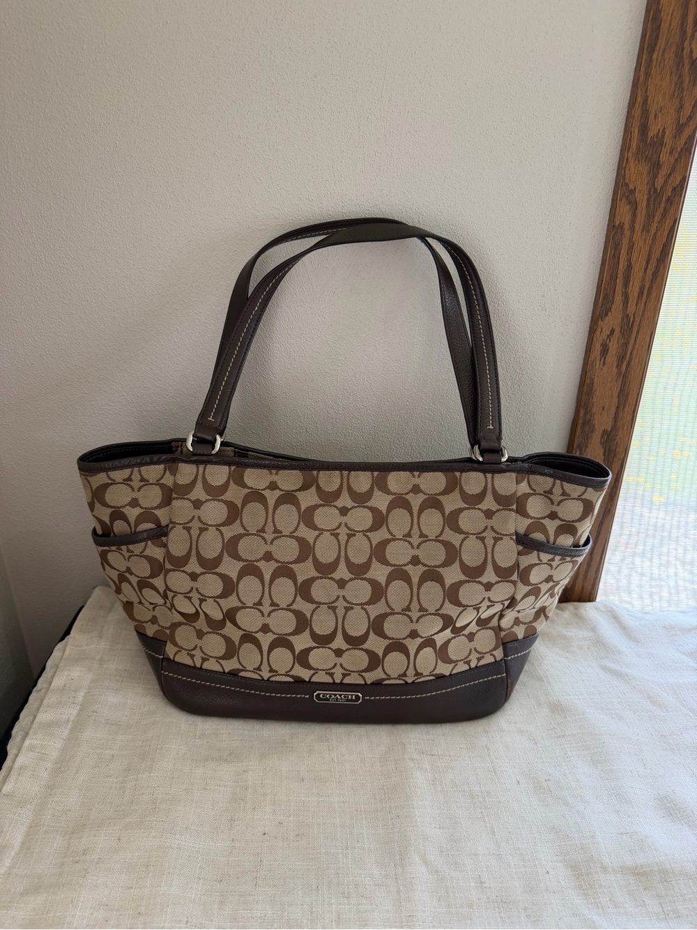 Coach Brown Signature Carrie Leather Tote